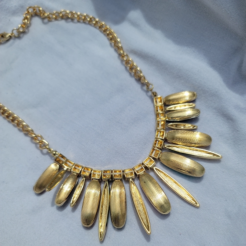 Gold-Toned Vibrant Multicolored Faux Gemstone Necklace - Picture 3 of 8